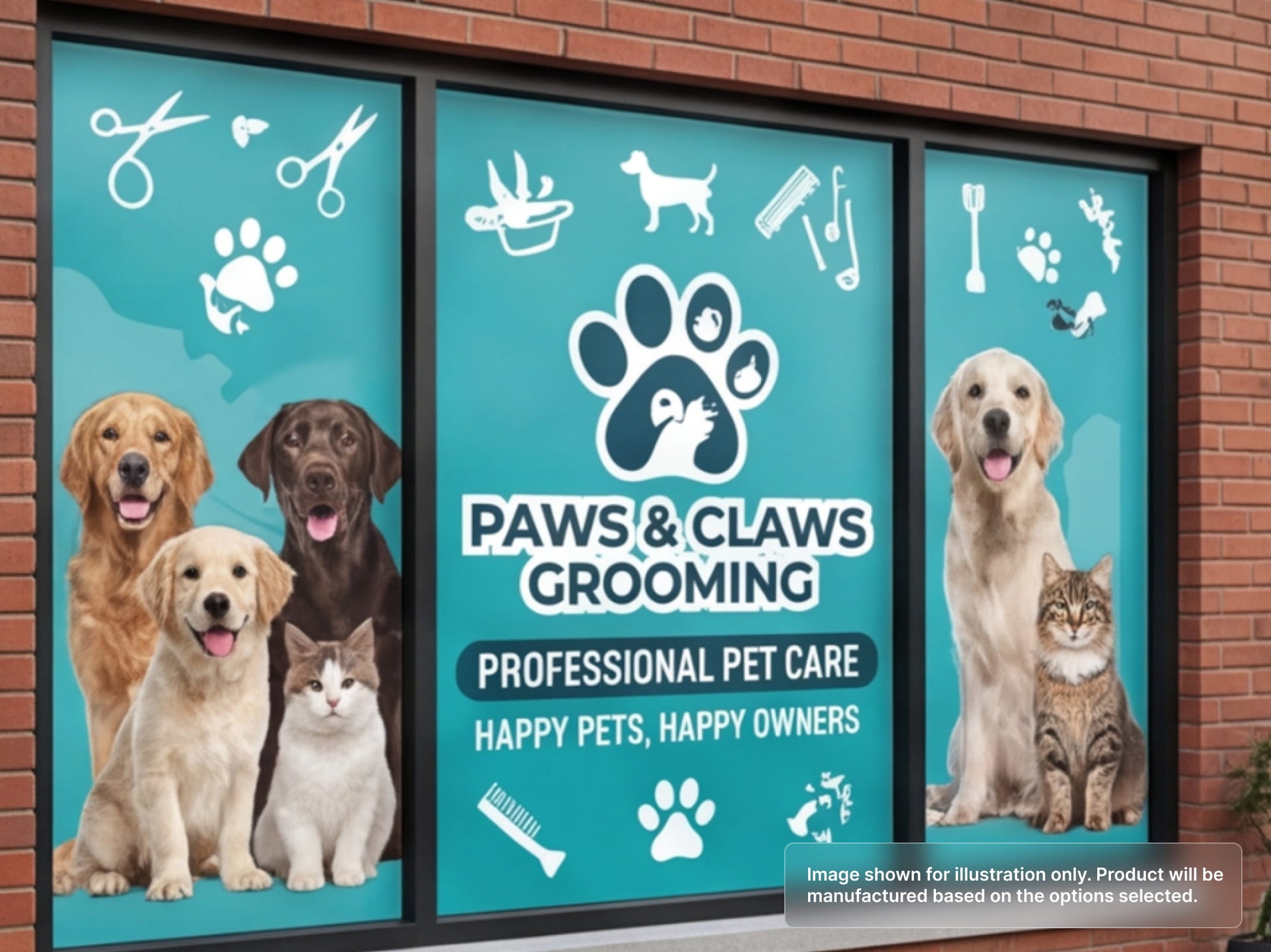 Perforated Window Signs for Pet Groomers
