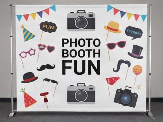 Photo Booth Background Step and Repeat Banner Adjustable Stand