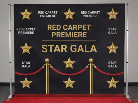 Red Carpet Entry Step and Repeat Banner Adjustable Stand