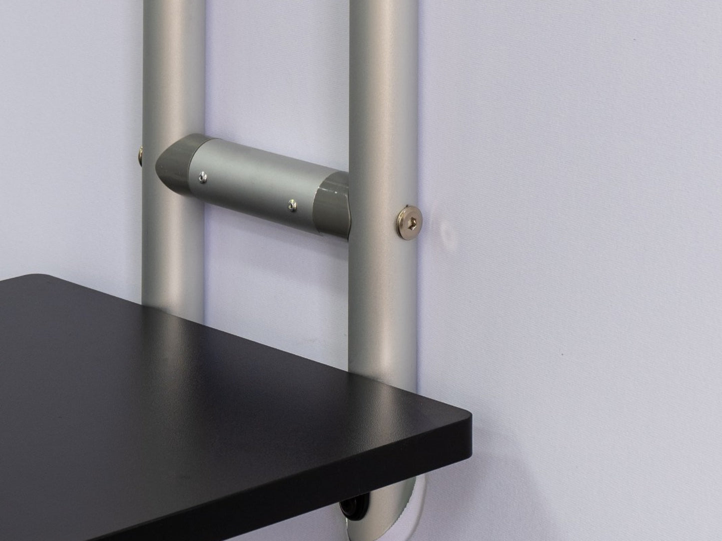 S Shaped Banner Stand With Display Shelves Shelf Details