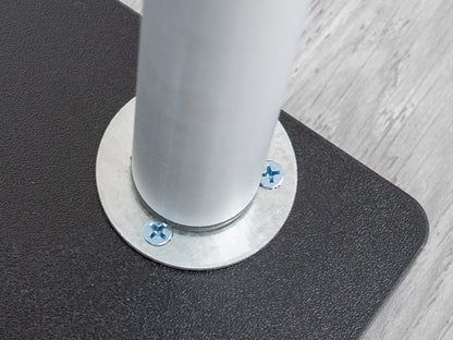 S Shaped Banner Stand With Display Shelves Stand Base