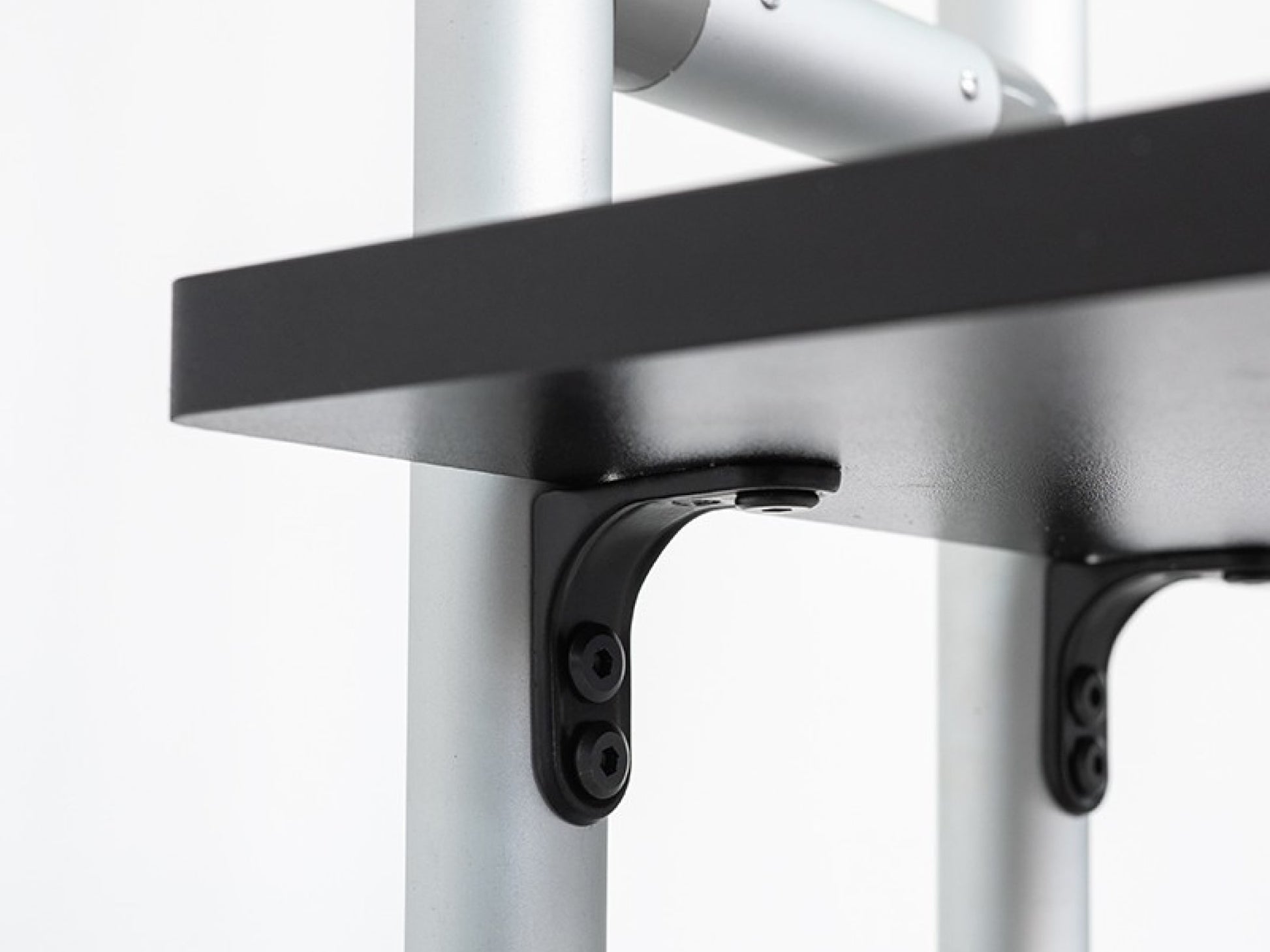 S Shaped Banner Stand With Display Shelves mount