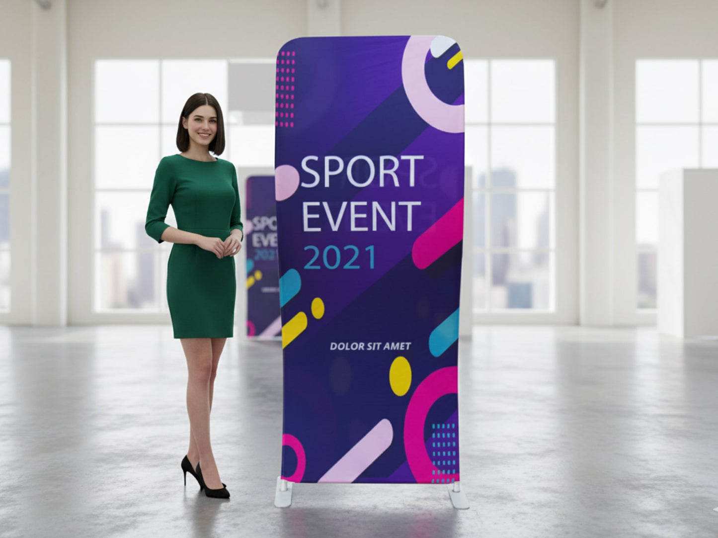 S Shaped Fabric Banner Stand Ready for Trade Show and Events