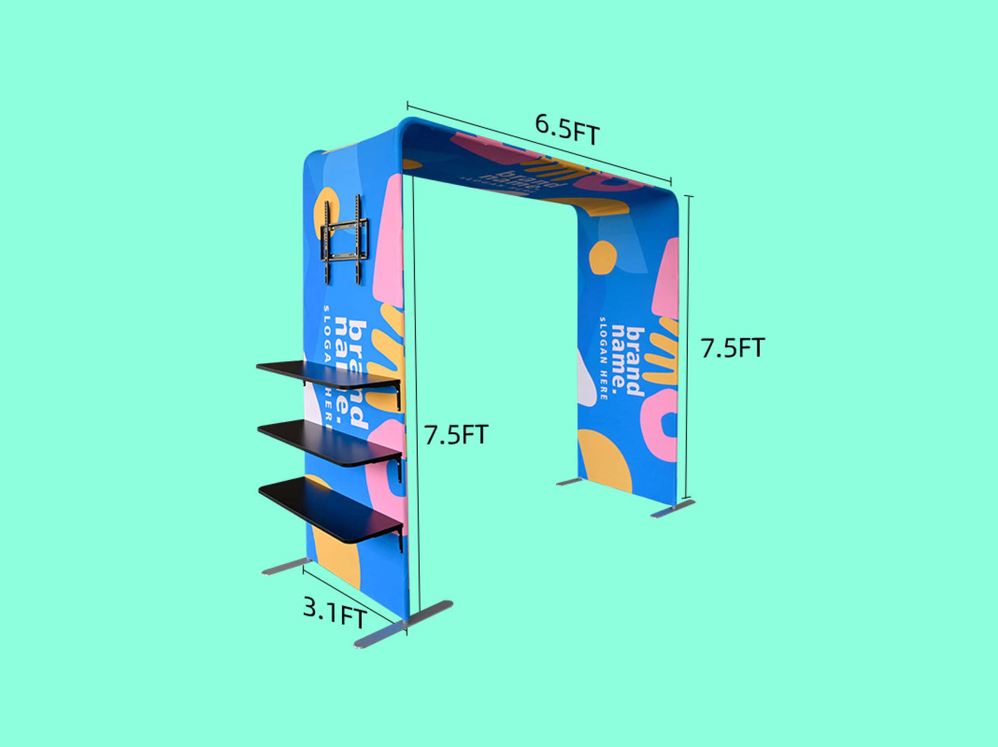 Square Arch Display with TV Rack Size 6.5 ft
