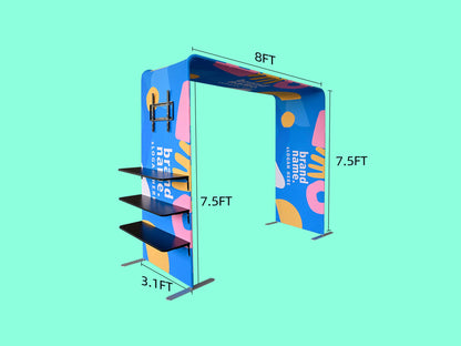 Square Arch Display with TV Rack Size 8 ft