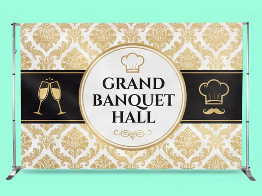 Step and Repeat Banner Adjustable Stand for Banquet Hall