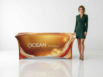 Stretch Table Cover All Side Closed Ready for Tade Show and Exhibitions 