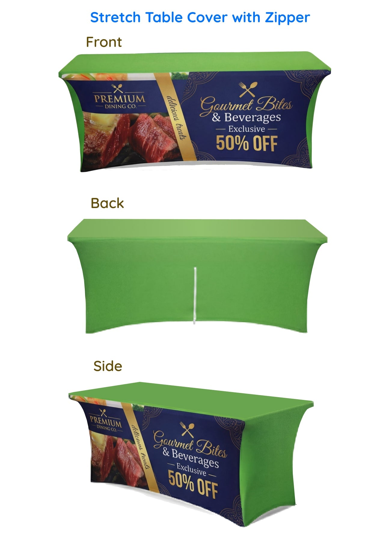 Stretch Table Cover with Zipper All Views