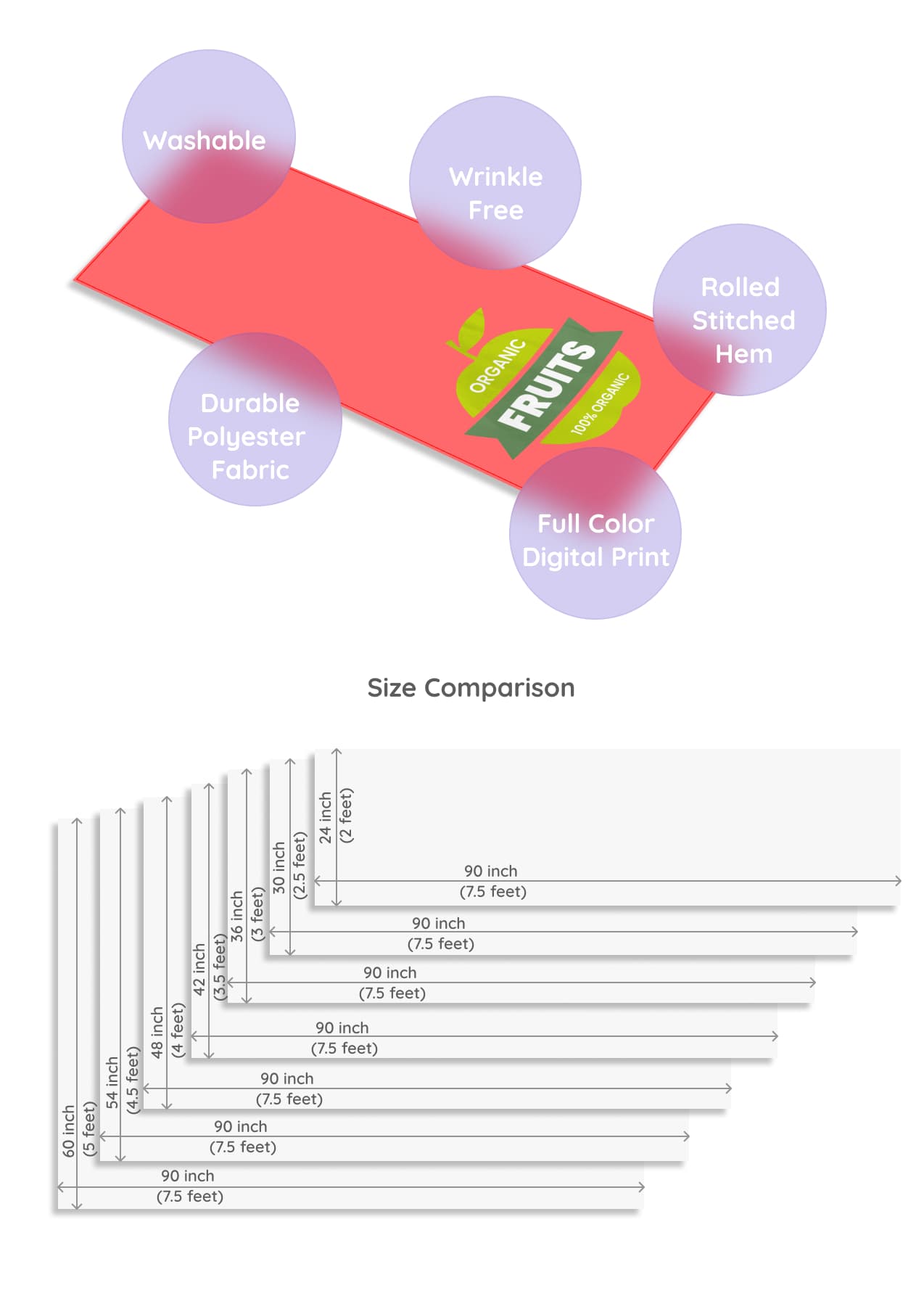 Table Runner Fabric Feature and Size Comparison