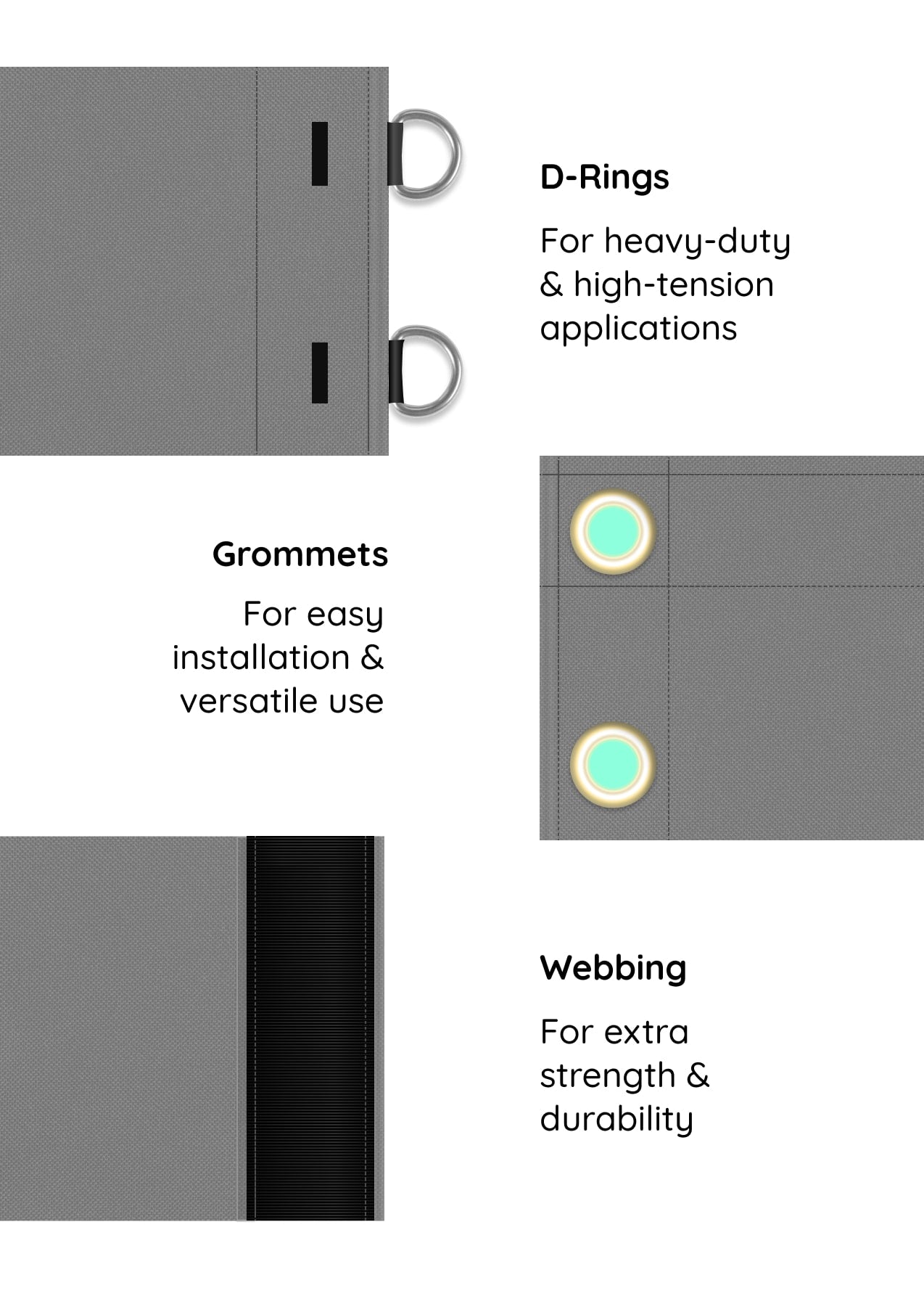 Tarp Fitting Grommets and D Rigns