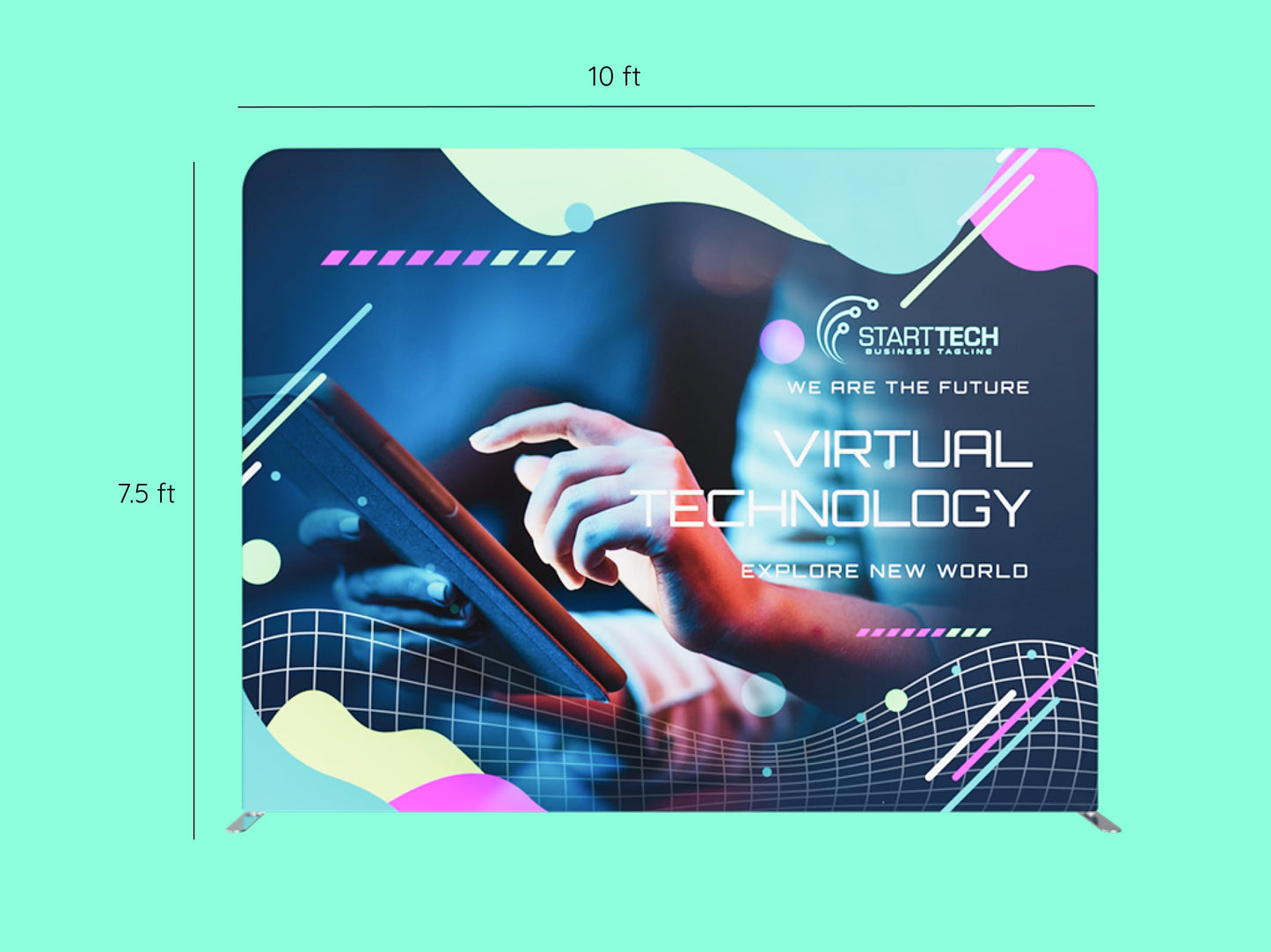 Wallfall Display Deck Booth - 10x10 - Striaght Stretch Fabric Display