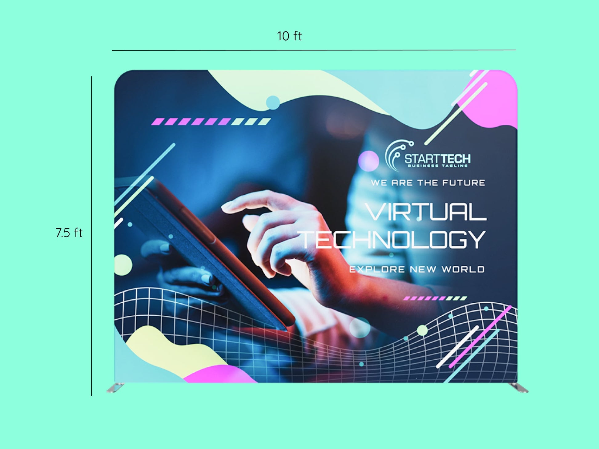 Wallfall Display Deck Booth - 10x10 - Striaght Stretch Fabric Display