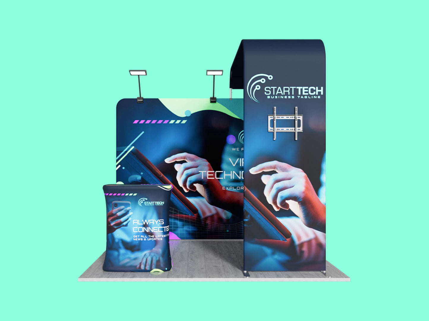 Wallfall Display Deck Booth - 10x10 Front View