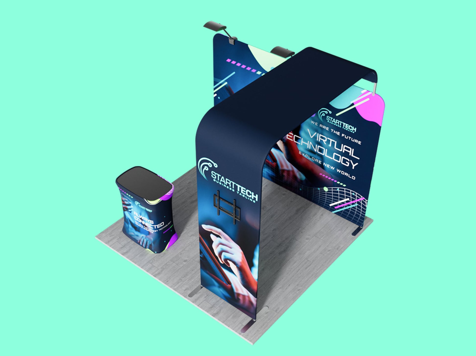 Wallfall Display Deck Booth - 10x10 Top View